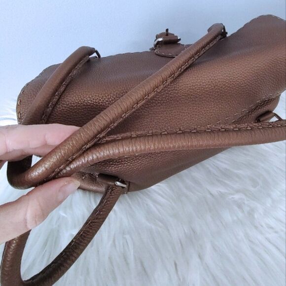 Fendi Selleria Linda bronze leather satchel EUC - Picture 7 of 14